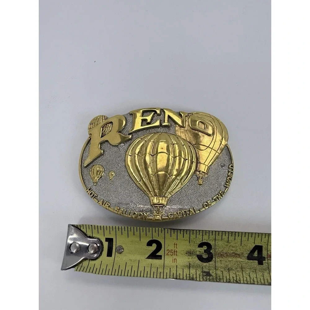 Reno Hot Air Balloon Capital of the World Gold Silver Tone Metal Belt Buckle